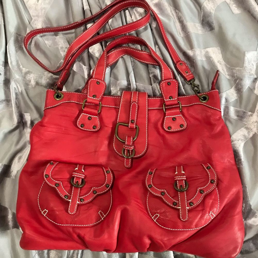 Red Leather Purse Paolo Del Lungo(LAST CHANCE,THIS ITEM WILL BE PULLED T…